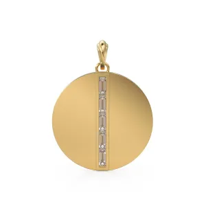 14K Solid Italian Gold High Polished Diamond Charm Pendant, Baguette Diamonds, Shiny, High Polish, Yellow Gold, Stunning Diamond Charm