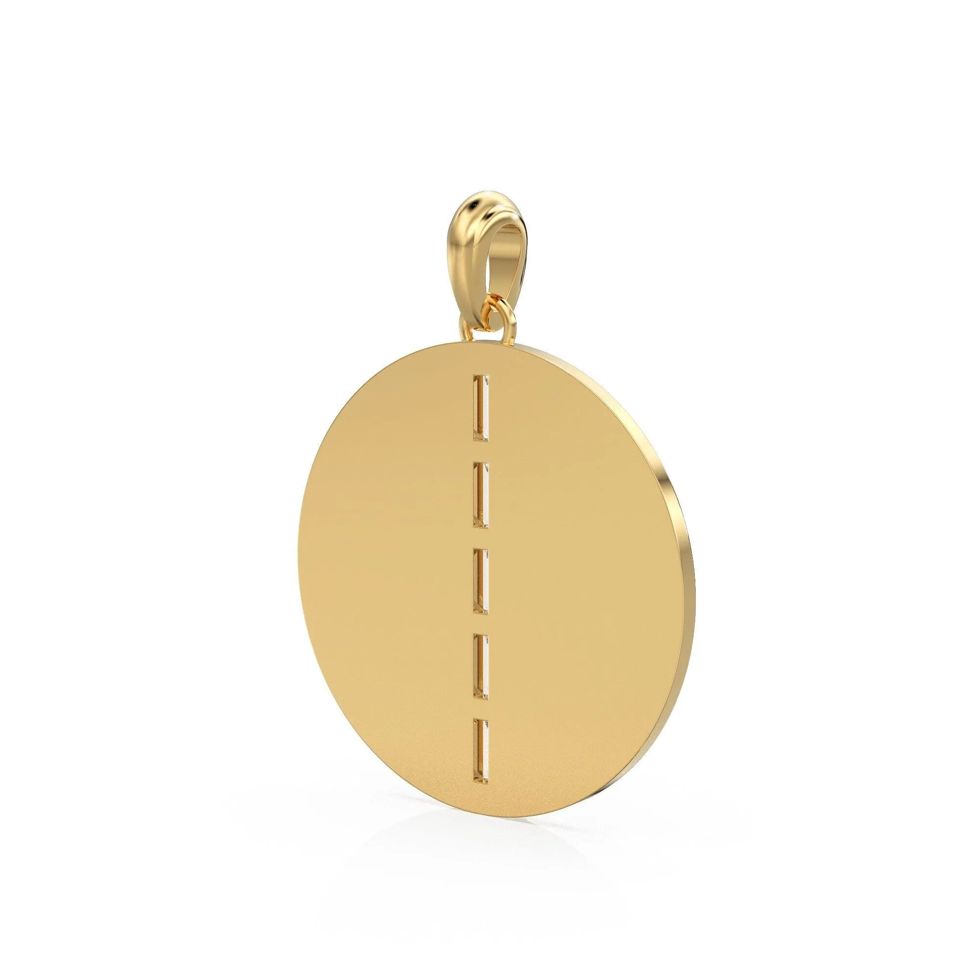 14K Solid Italian Gold High Polished Diamond Charm Pendant, Baguette Diamonds, Shiny, High Polish, Yellow Gold, Stunning Diamond Charm