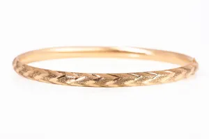 14k Yellow Gold 4.4mm Diamond Cut High Polished Bangle Size 6.75"