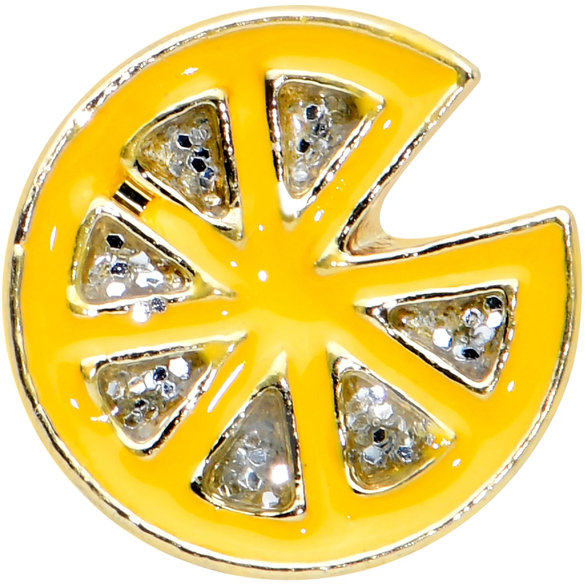 16 Gauge 5/16 Clear Gem Gold Tone Tasty Orange Fruit Labret Tragus