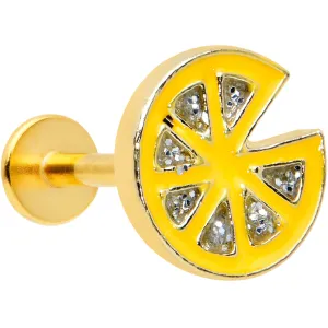16 Gauge 5/16 Clear Gem Gold Tone Tasty Orange Fruit Labret Tragus