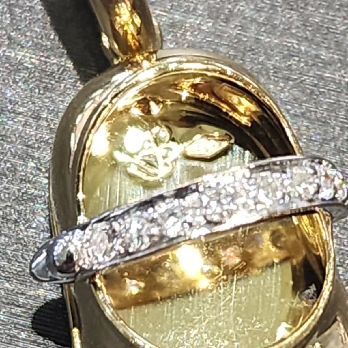 Aaron Basha Estate Gold Diamond Mary Jane Shoe Charm