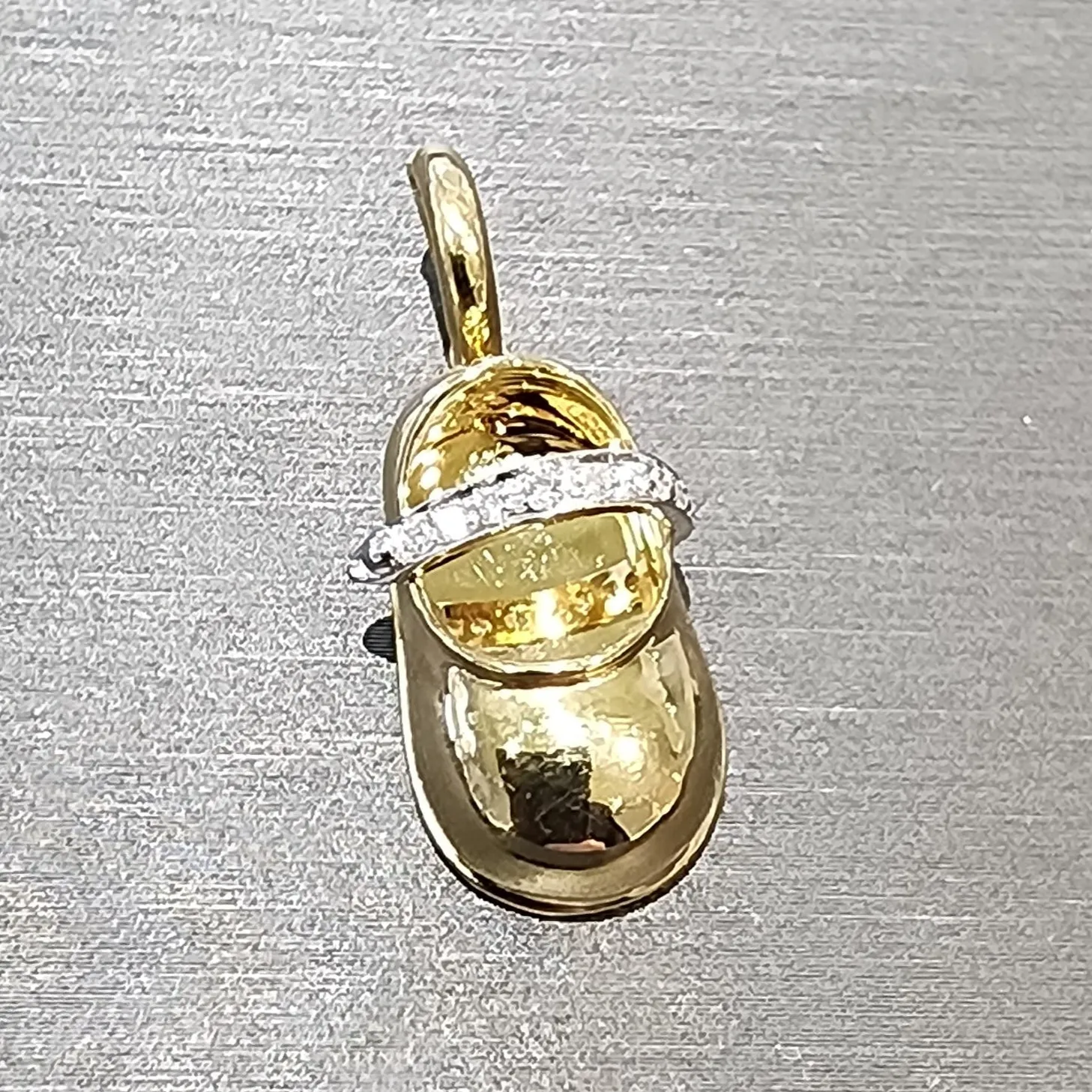 Aaron Basha Estate Gold Diamond Mary Jane Shoe Charm