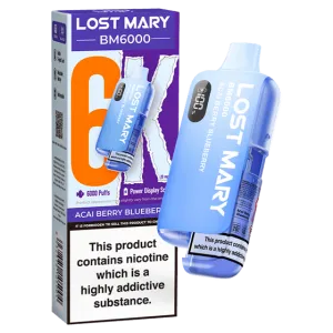 ACAI BERRY BLUEBERRY - LOST MARY BM6000 DISPOSABLE VAPE - 20MG(2%)