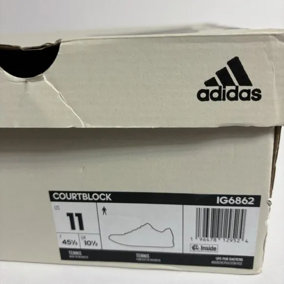 Adidas Men’s Courtblock Lace-Up Sneakers White, Size 11 M