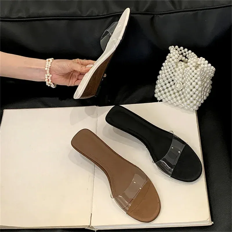 ADVBRIDGE  -  New Summer PVC Transparent Wedges Open Toe Women Slippers Low Heels Banquet Dress Beach Female Shoes