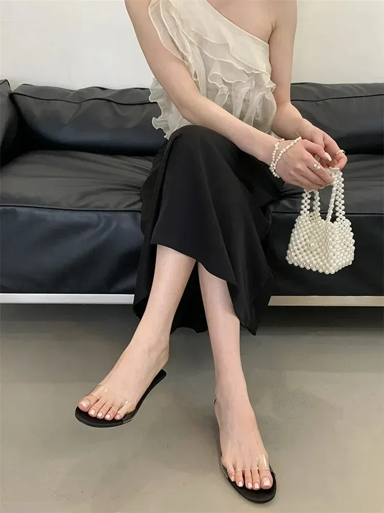 ADVBRIDGE  -  New Summer PVC Transparent Wedges Open Toe Women Slippers Low Heels Banquet Dress Beach Female Shoes