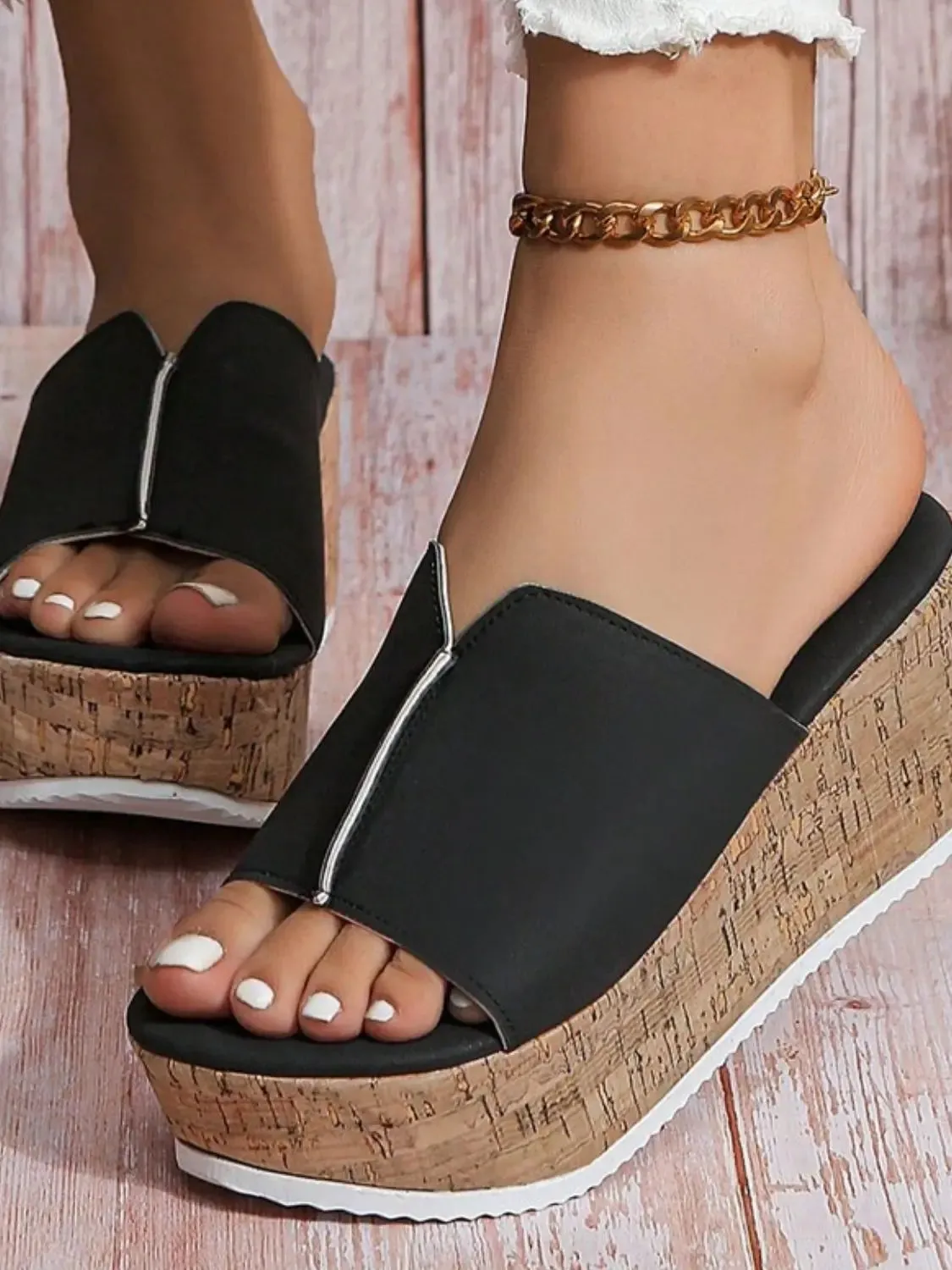 'Alison' Peep Toe Platform Wedges