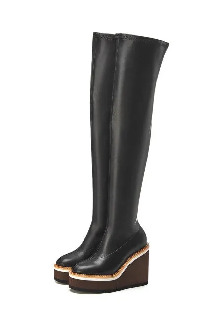 Ankle boots for women round toe platform wedges shoes