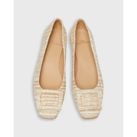 Ann Mashburn Buckle Shoe Raffia Tweed