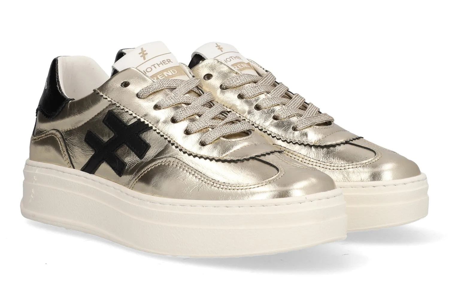 Another Trend - A035m343 Gold and Black Platform Trainer