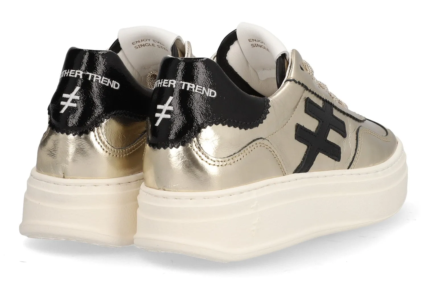 Another Trend - A035m343 Gold and Black Platform Trainer
