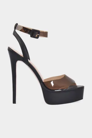 Antigone PVC Platform Sandal in Black