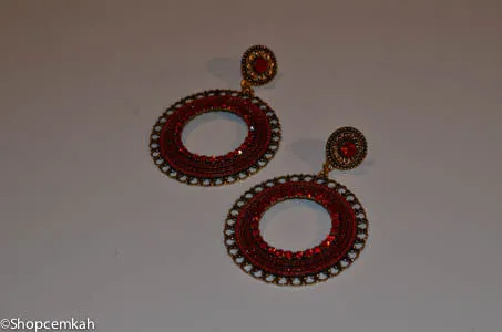 Antique Red hoop earring