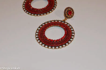 Antique Red hoop earring