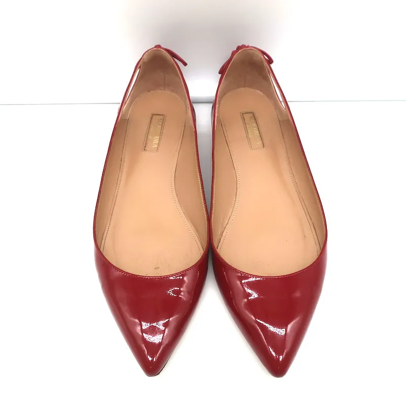 Aquazzura Forever Marilyn Tassel Flats Red Patent Leather Size 38.5