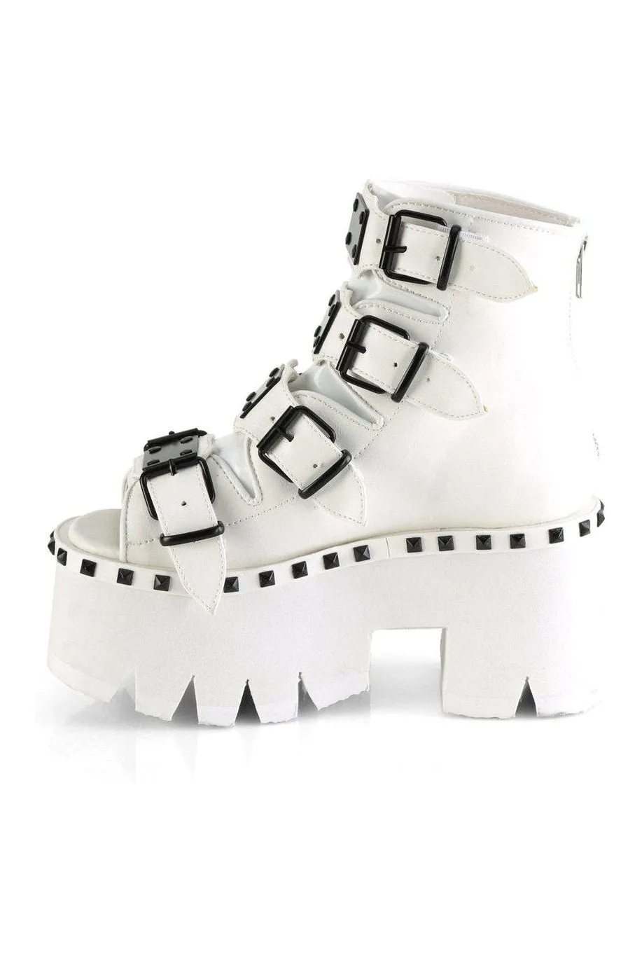 ASHES-70 Ankle Boot | White Faux Leather