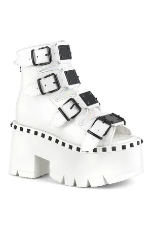 ASHES-70 Ankle Boot | White Faux Leather