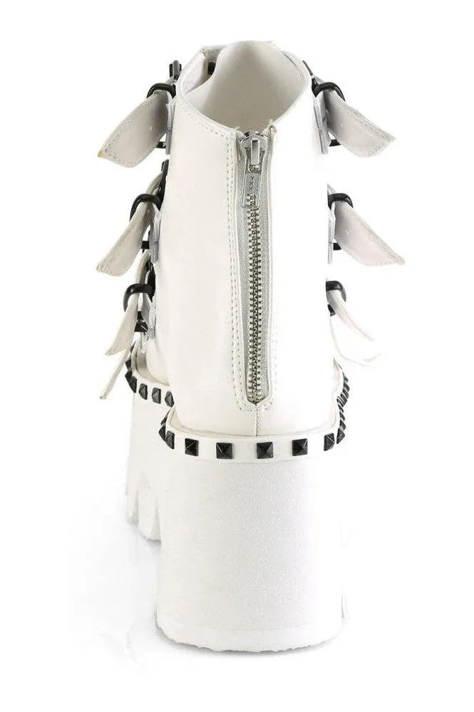ASHES-70 Ankle Boot | White Faux Leather