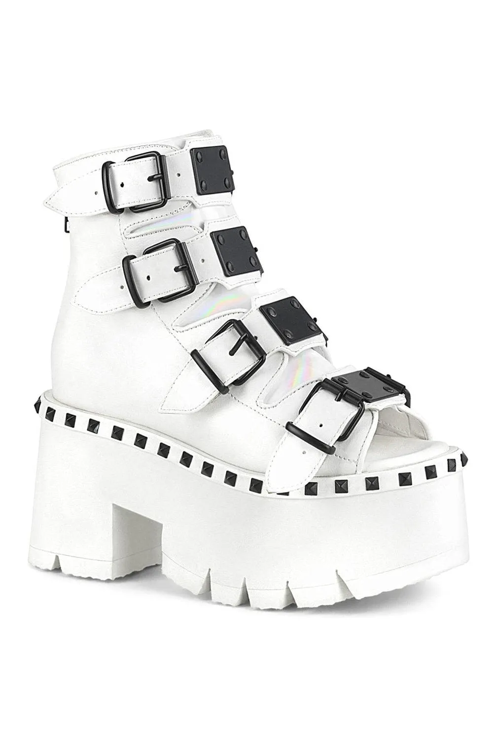ASHES-70 Ankle Boot | White Faux Leather