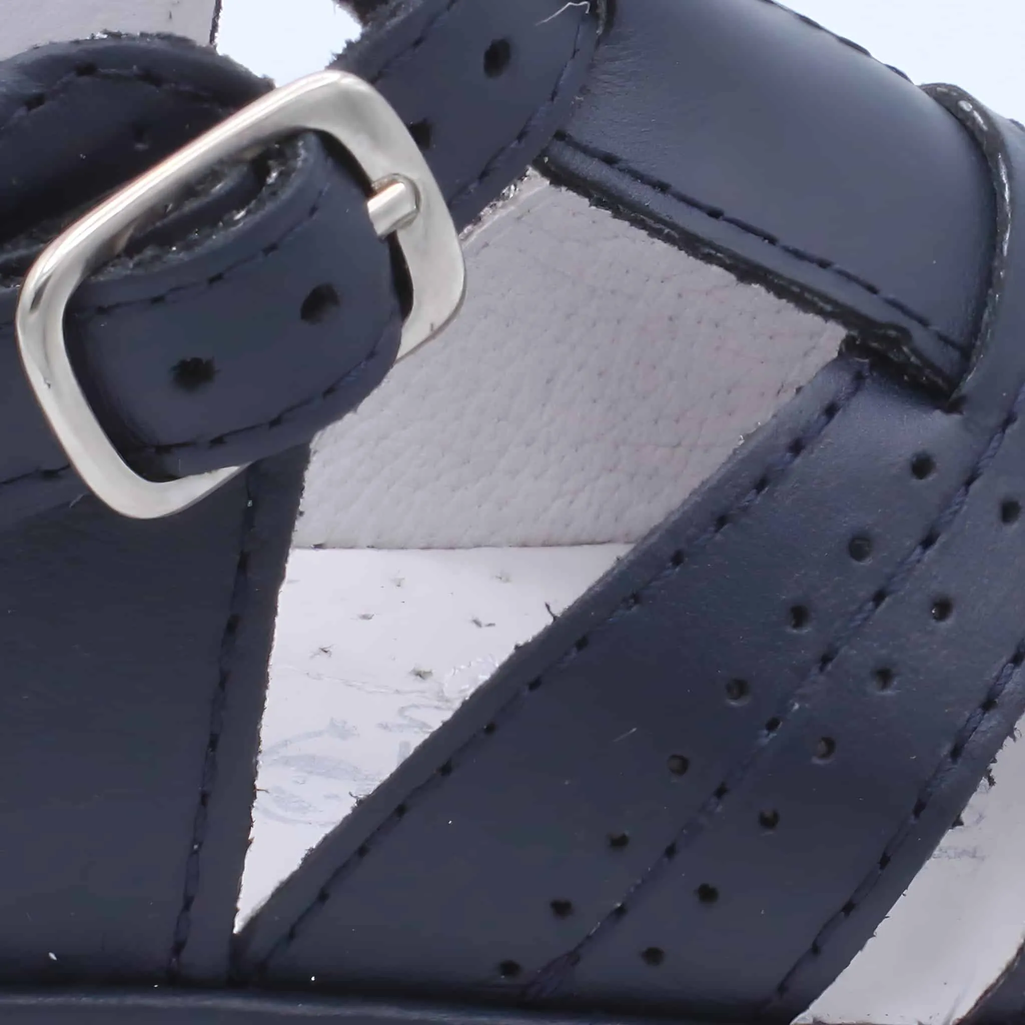 'Augusto' Boys Navy Leather T-Bar Sandals
