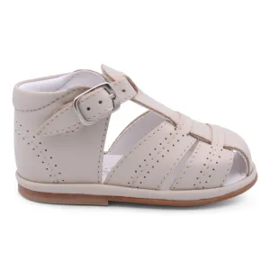 'Augusto' Boys Nude Leather T-Bar Sandals