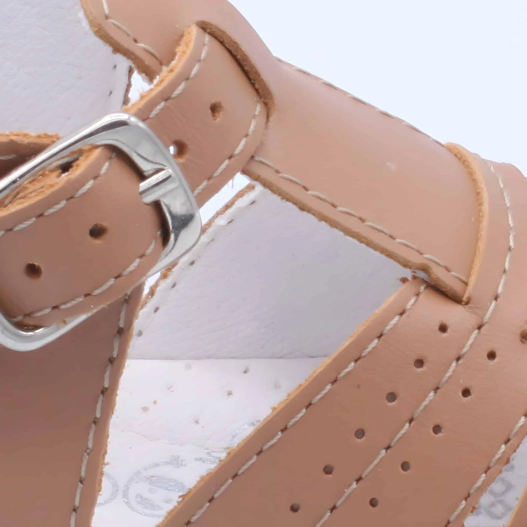 'Augusto' Boys Tan Leather T-Bar Sandals