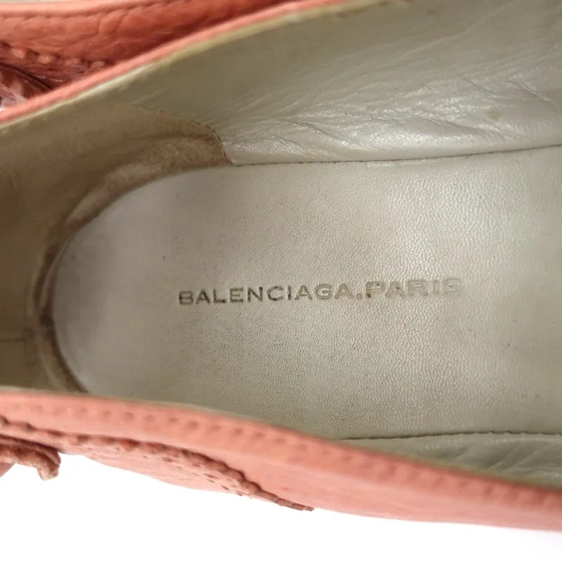 Balenciaga Arena Brogue-Trim Ballet Flats Vieux Rose Pink Leather Size 39