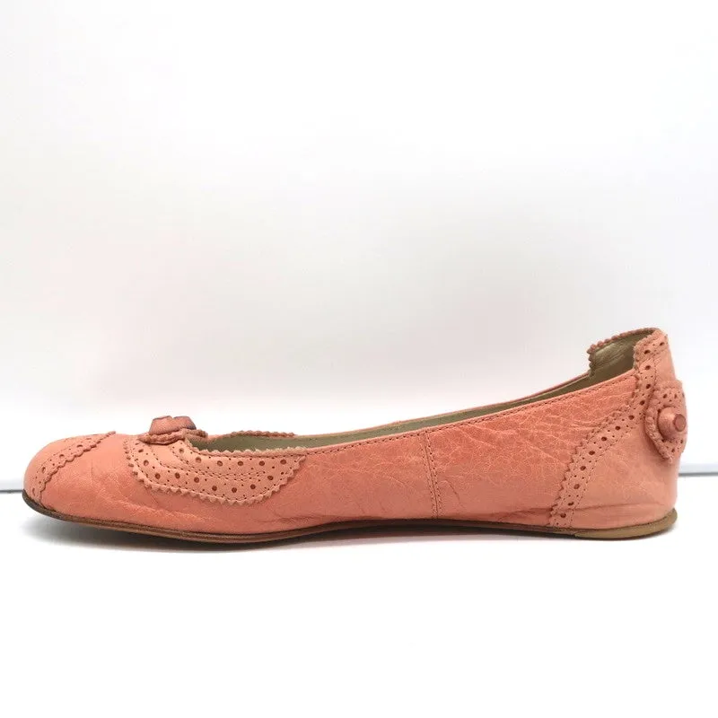Balenciaga Arena Brogue-Trim Ballet Flats Vieux Rose Pink Leather Size 39