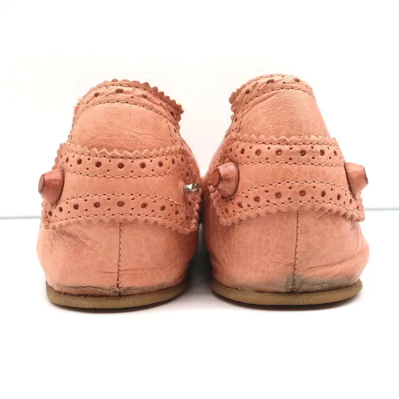 Balenciaga Arena Brogue-Trim Ballet Flats Vieux Rose Pink Leather Size 39