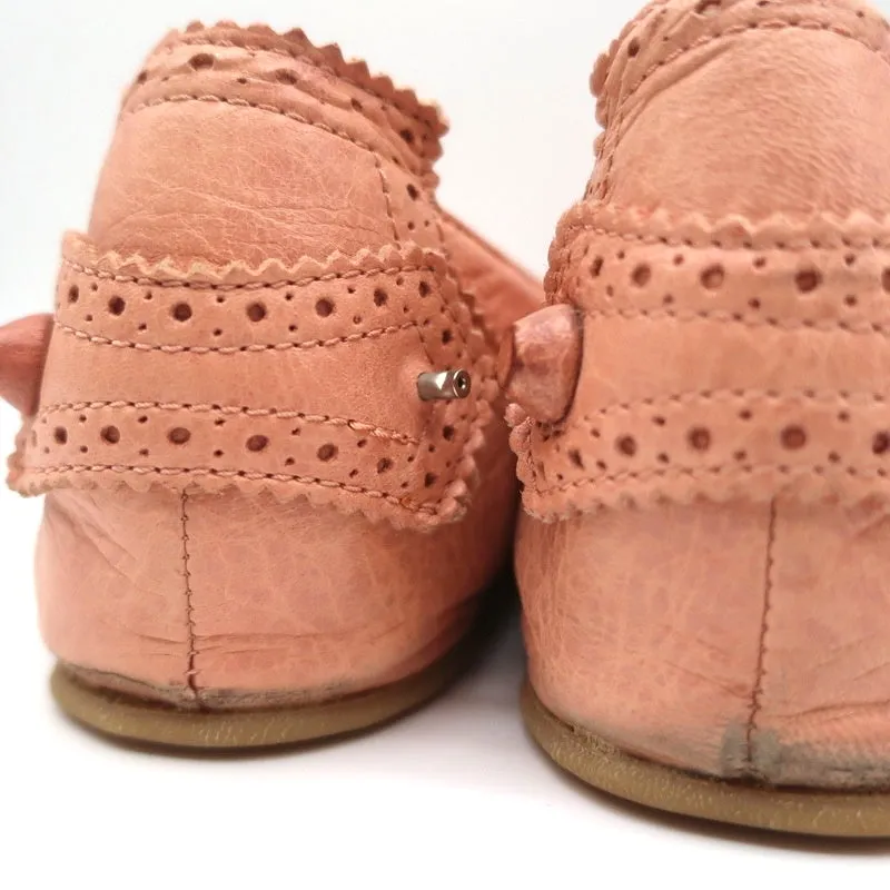 Balenciaga Arena Brogue-Trim Ballet Flats Vieux Rose Pink Leather Size 39