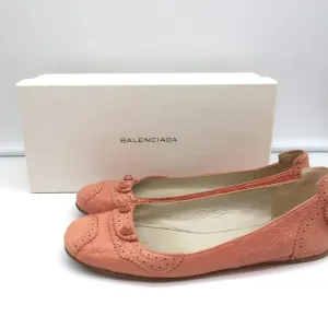 Balenciaga Arena Brogue-Trim Ballet Flats Vieux Rose Pink Leather Size 39