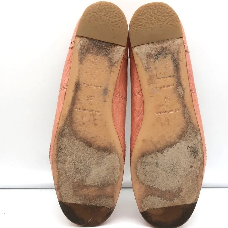 Balenciaga Arena Brogue-Trim Ballet Flats Vieux Rose Pink Leather Size 39