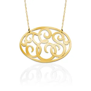 Basch 1.25" Oval Monogram Necklace - Gold Vermeil