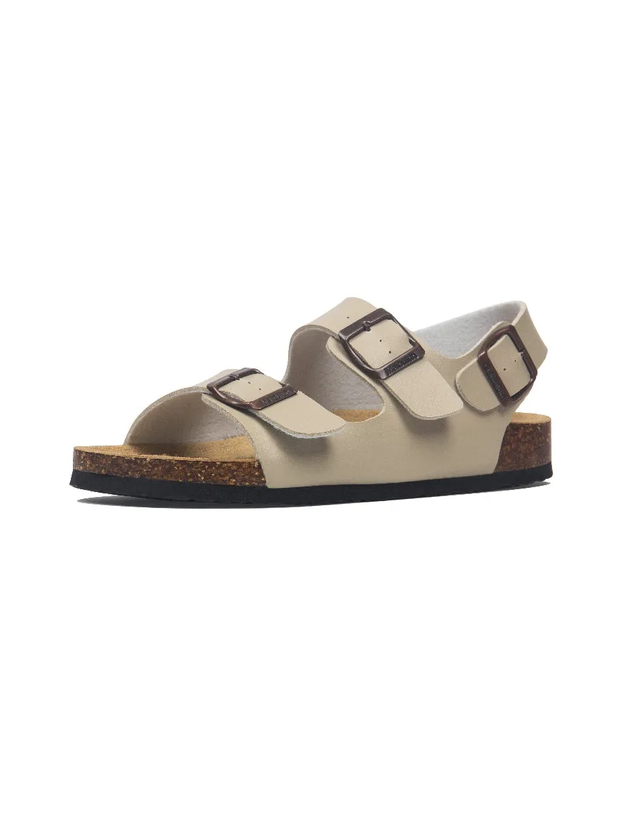 Beige Double-Strap Slingback Sandals
