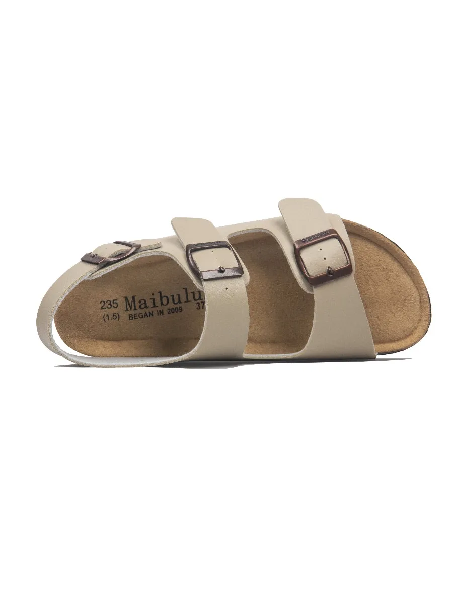 Beige Double-Strap Slingback Sandals