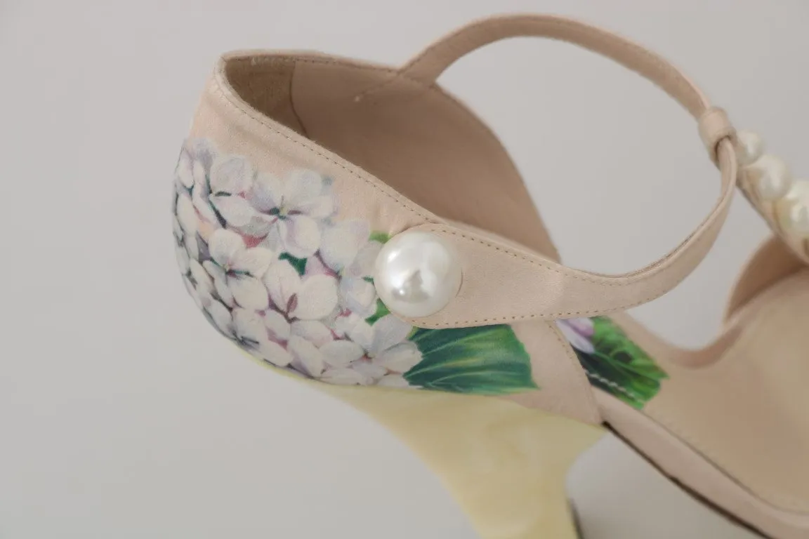 Beige Silk Hortensia Pearl Sandal