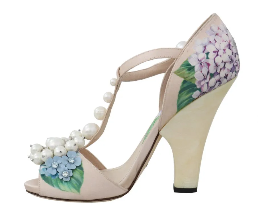 Beige Silk Hortensia Pearl Sandal