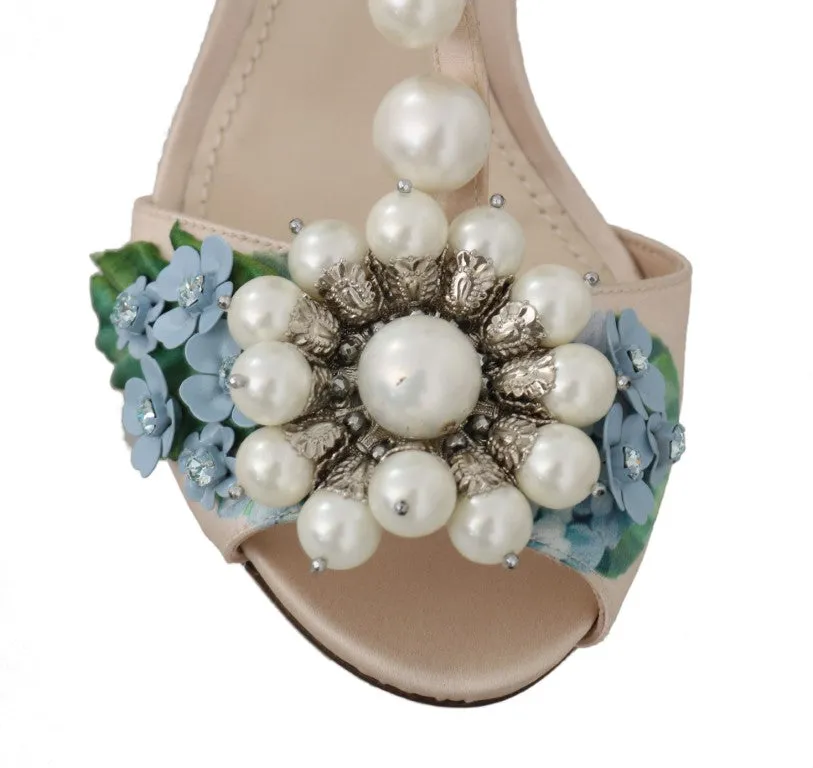 Beige Silk Hortensia Pearl Sandal