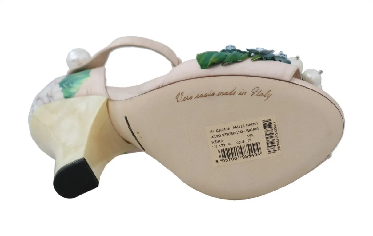 Beige Silk Hortensia Pearl Sandal