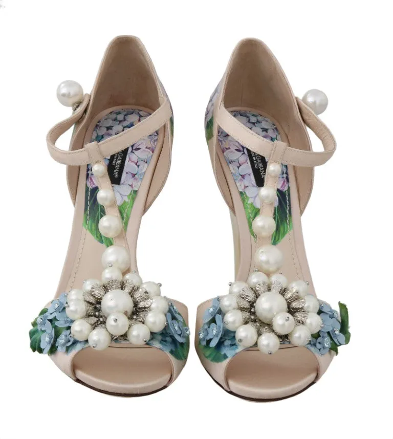 Beige Silk Hortensia Pearl Sandal