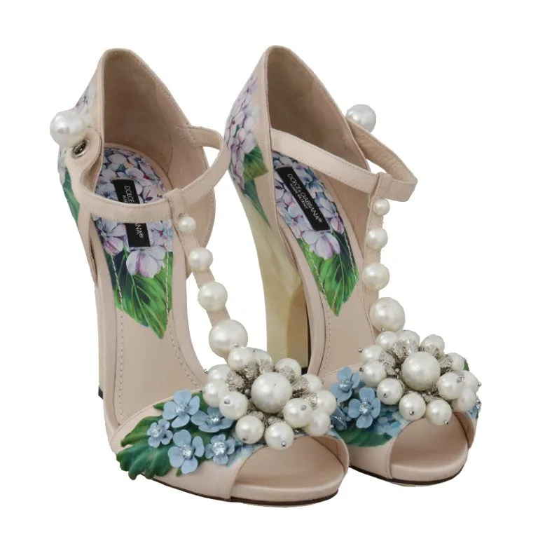 Beige Silk Hortensia Pearl Sandal