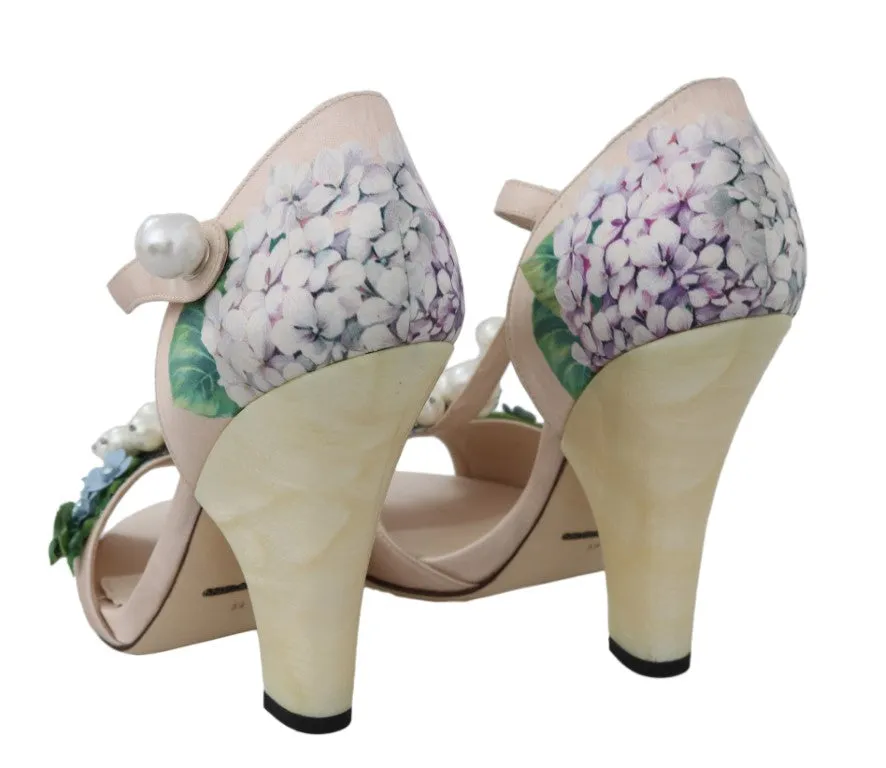 Beige Silk Hortensia Pearl Sandal