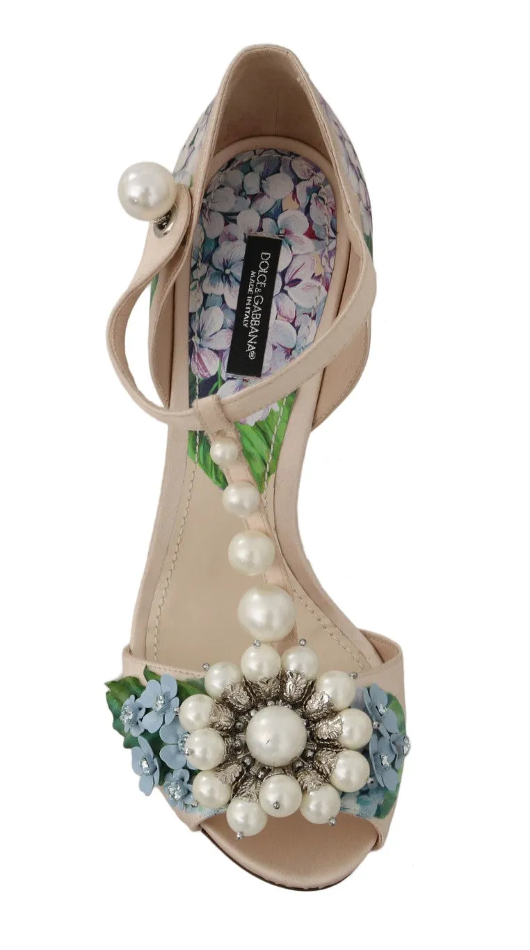 Beige Silk Hortensia Pearl Sandal