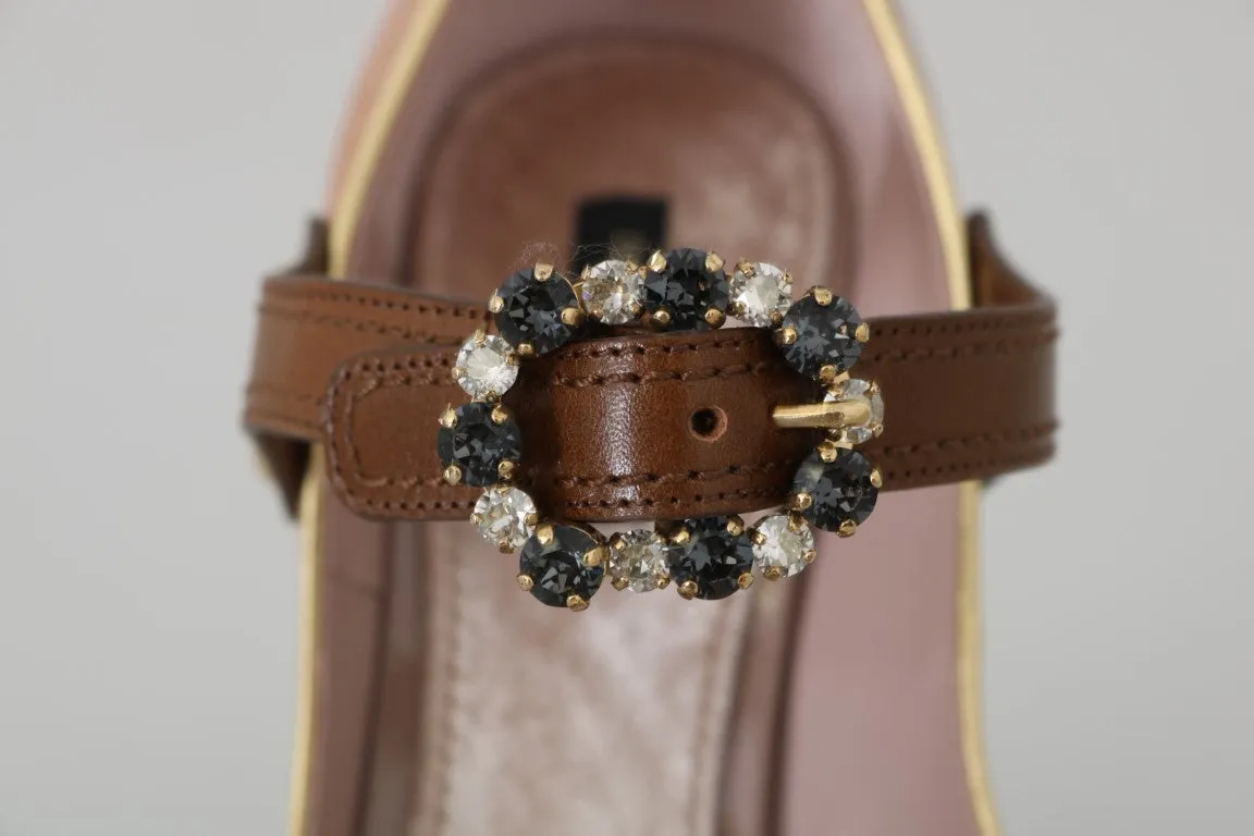 Beige Velvet Crystal Studs Mary Jane Shoes