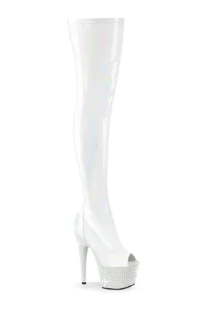 BEJEWELED-3011-7 White Patent Thigh Boot