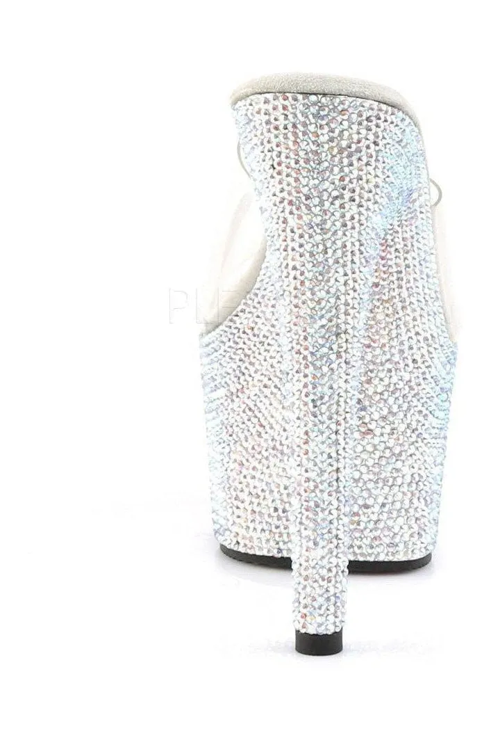 BEJEWELED-701DM Platform Slide  | Clear Vinyl