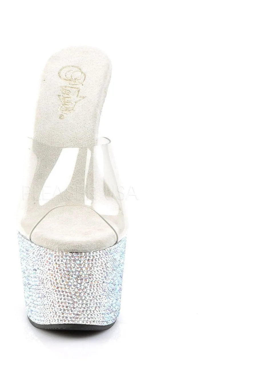 BEJEWELED-701DM Platform Slide  | Clear Vinyl