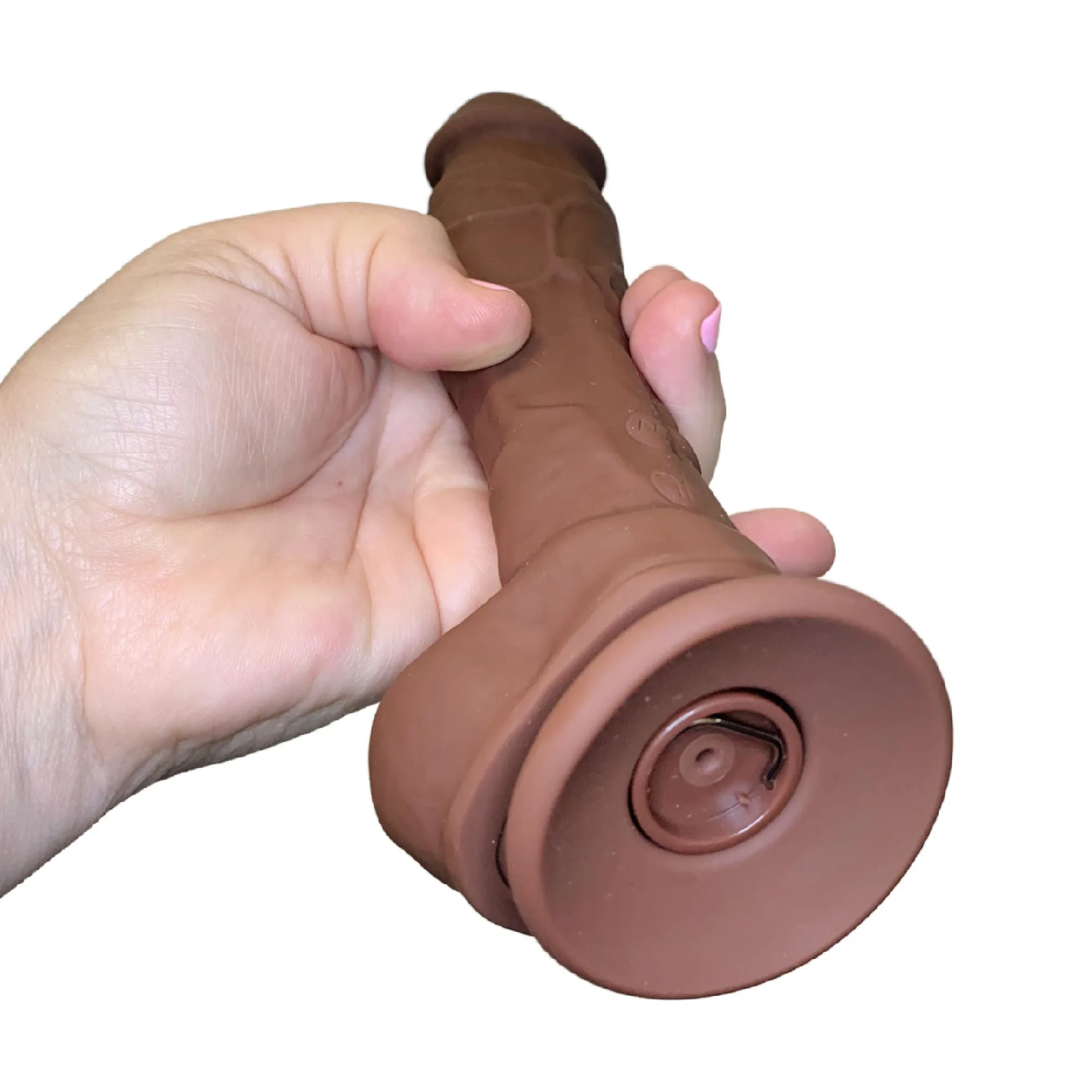 Big Shot Blaster 8 Inch Vibrating Squirting Silicone Dildo (Ejaculating Strap on)- Chocolate