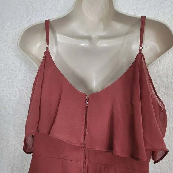 Birdy Grey Terracotta Convertible Chiffon Jane Cold Shoulder Dress Medium